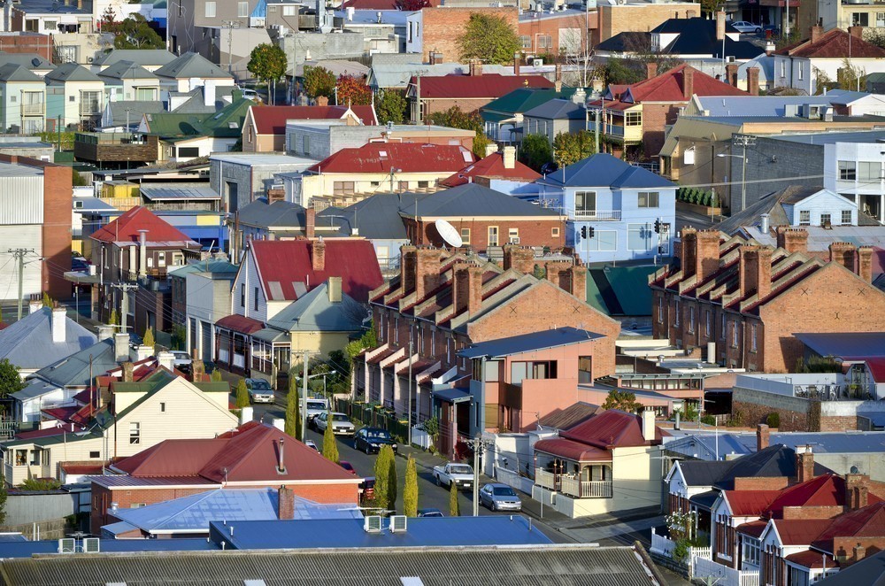 Aerial view of houses