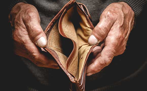 Man on the dole with empty wallet