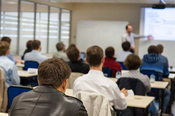 Adults in a classroom