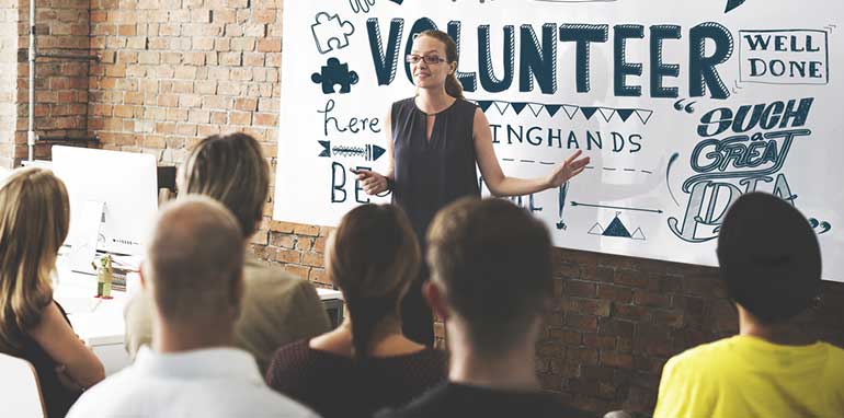 Woman discussing social impact