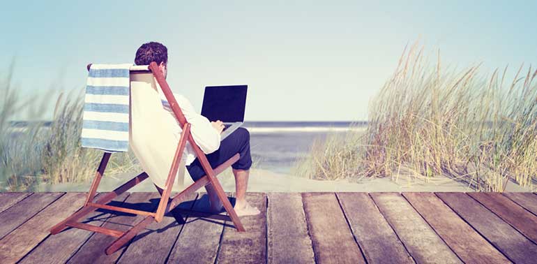 Man working on the beach