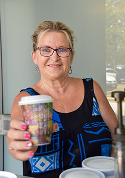 Barbara Shaw with coffee