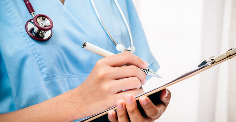 nurse with clipboard