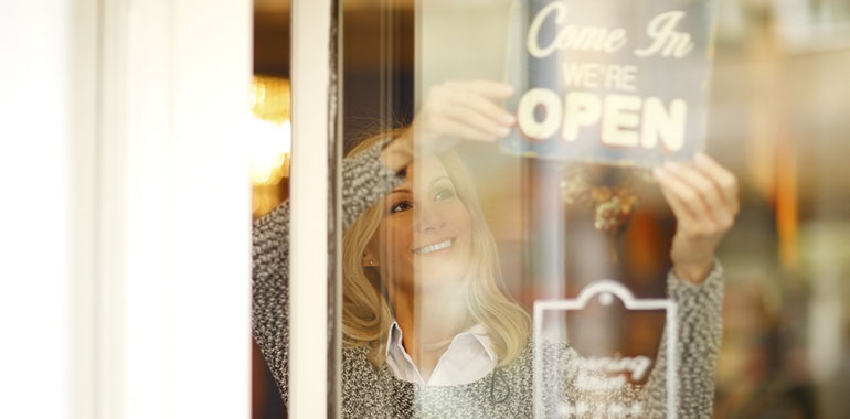 Women opening her shop