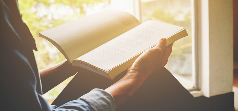 Person reading a book