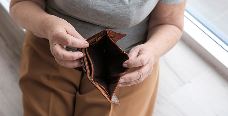 Woman with an empty purse