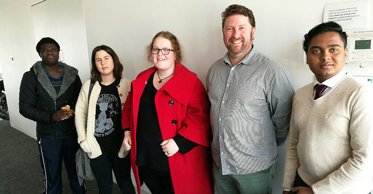 Workshop participants (from left to right) Edward Quoibia, Ilyana, Kirstin Jenkins, Ian Gough, Elvis Martin.