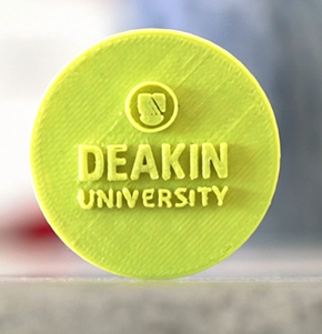 Deakin logo on recycled plastic