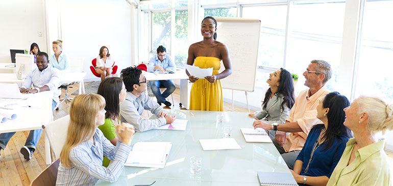 Workers in a meeting