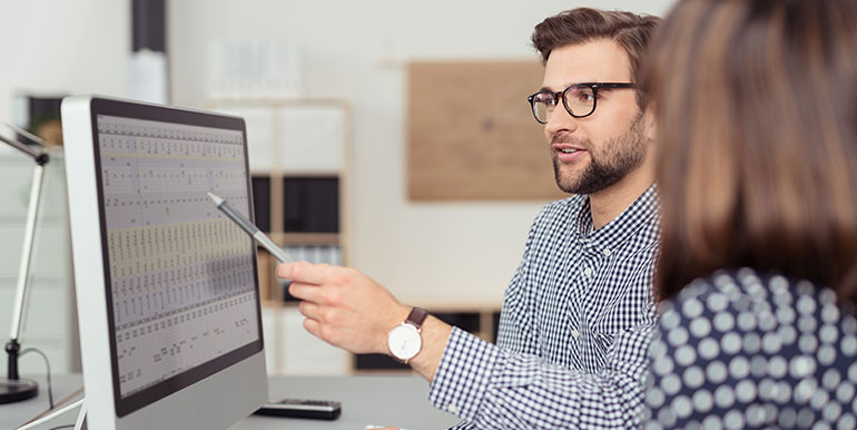 People working at a computer