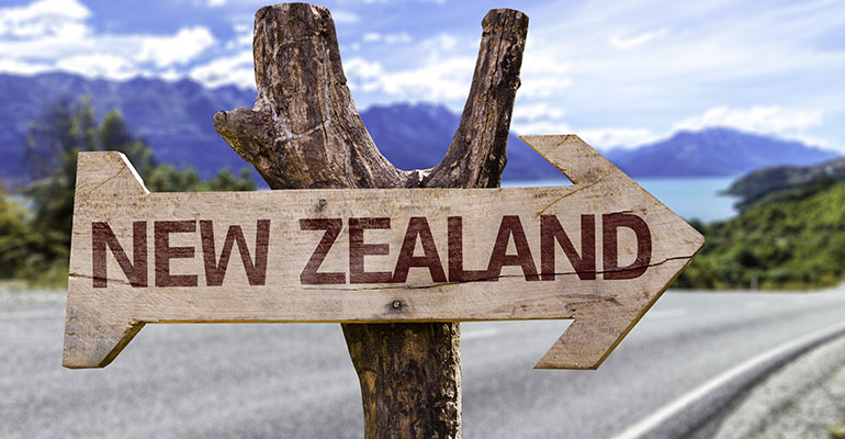 sign pointing to New Zealand