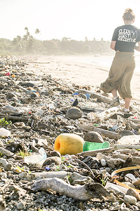 litter on a beach