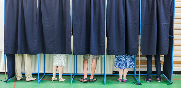 people in polling booths