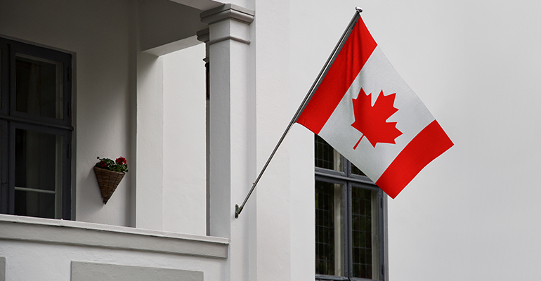 Canada flag on house