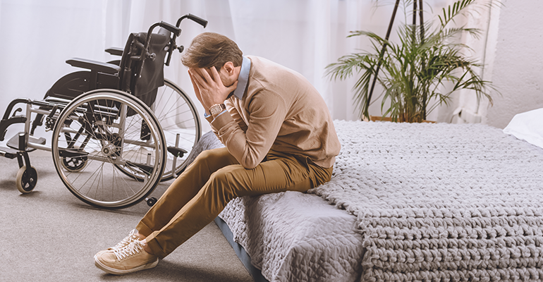 upset man with disability