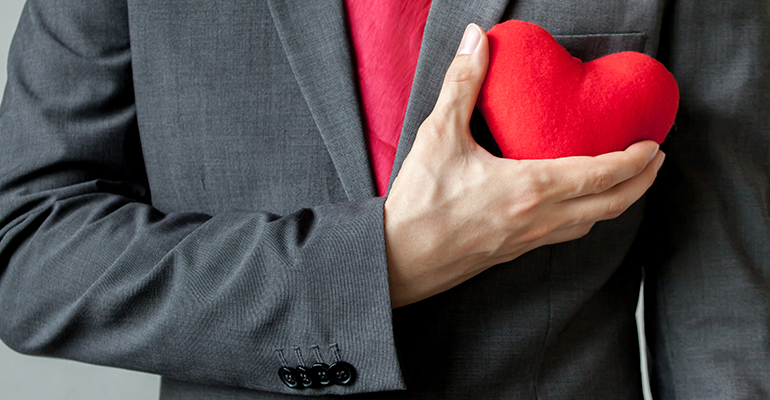 man with stuffed heart