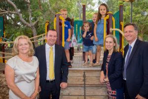 Nicola Forrest, WA Premier Mark McGowan, Minister Simone McGurk and Telethon Kids director Jonathan Carapetis at the launch of the Early Years Initiative. Credit: State Government of Western Australia