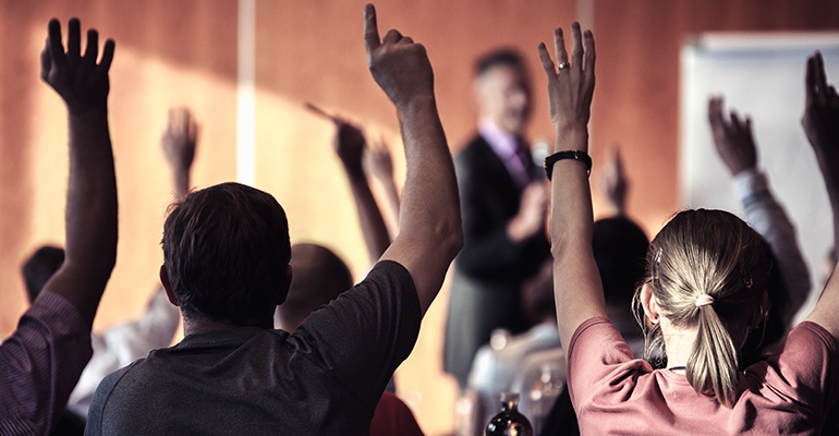 hands up in meeting