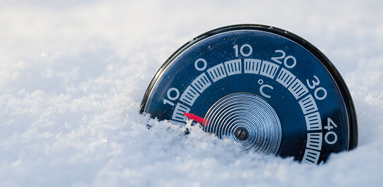 A thermometer in the snow