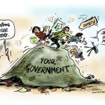 Leadershit Cartoon, government hiding under cover