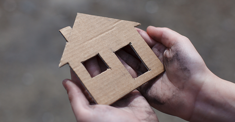 hands holding cardboard house