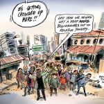 Simon Kneebone Philanthropy Warning cartoon