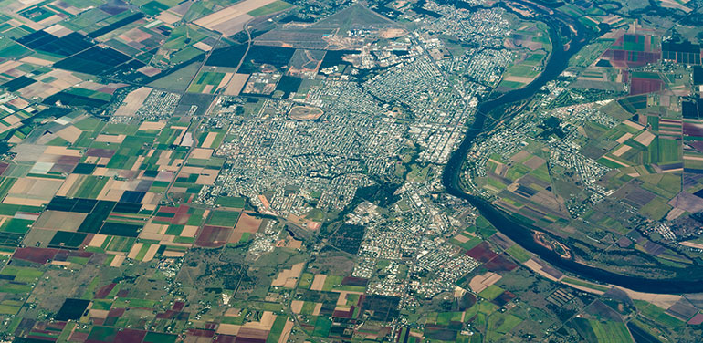 Aerial view of Bundaberg in the electorate of Hinkler