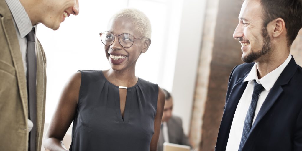 People networking at an event