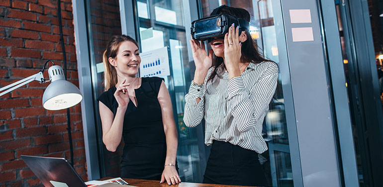 woman wearing a VR headset