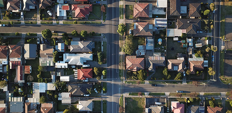 Aerial view of houses in Melbourne