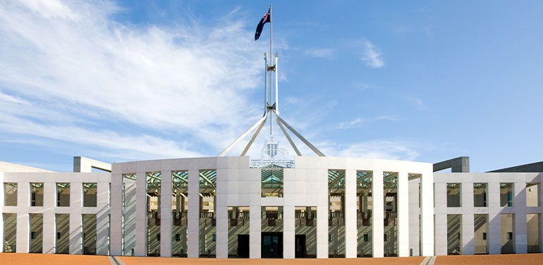 Parliament house in Canberra