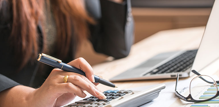 woman on calculator