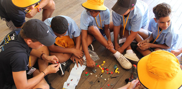 Team building exercises at Yalari scholarship orientation camp.