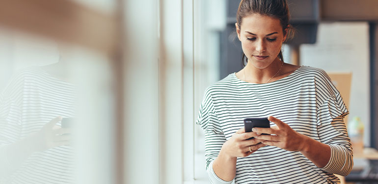 Woman looking at her phone