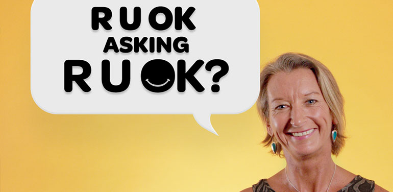 Layne Beachley asking "R U OK asking R U OK?"