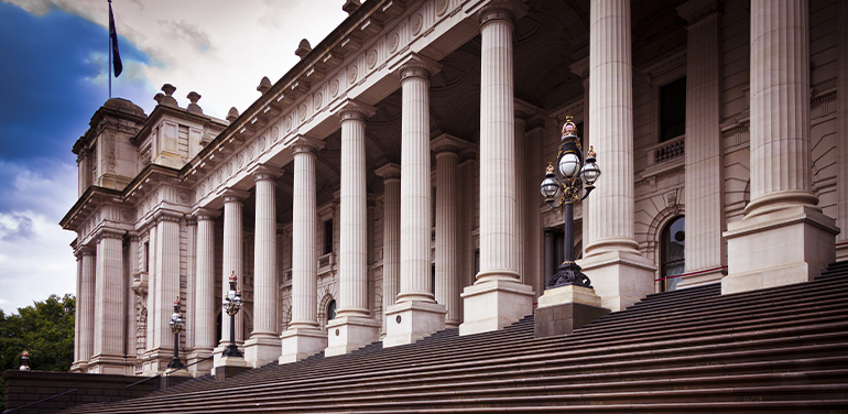 Photo of the outside of Parliament House Victoria.