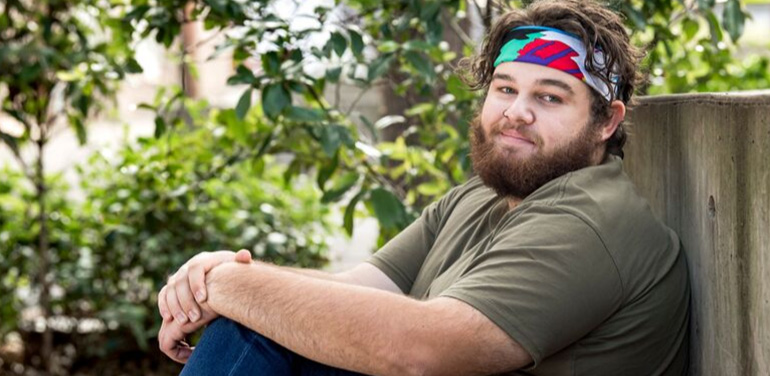 CanTeen ambassador Tate wearing his bandanna.