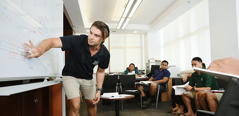 Person teaching children in a classroom