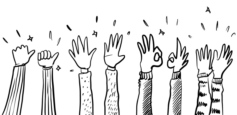 Hand Drawn sketch style of Human hands clapping ovation