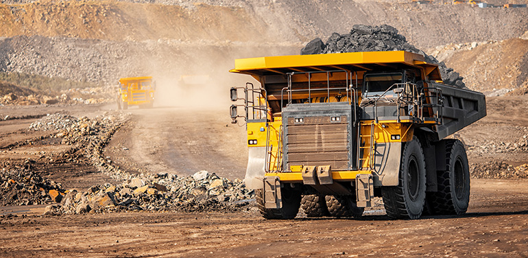 yellow truck mining for coal