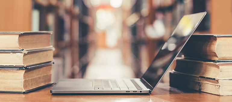 books and a laptop