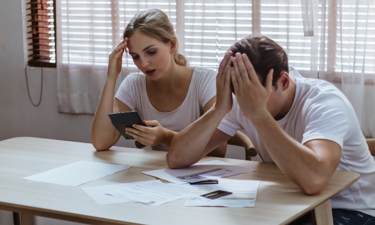 Young couple stressed