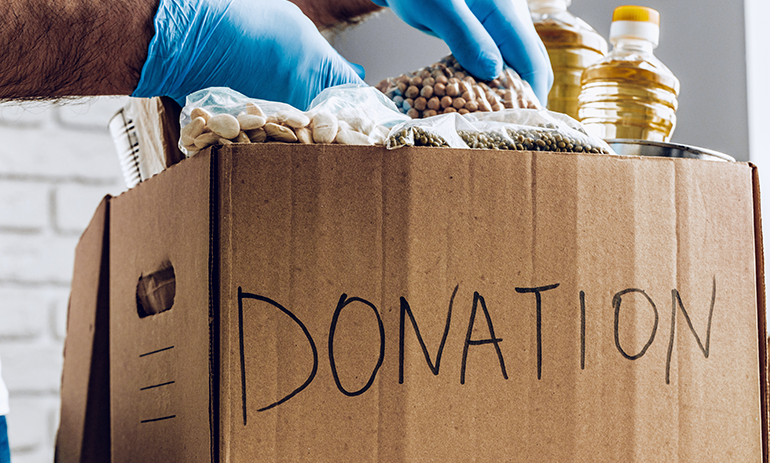 box of donated food