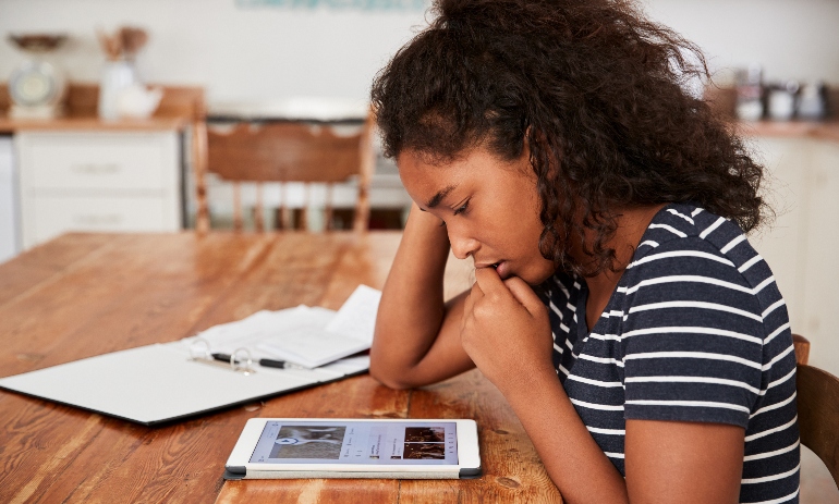 Girl using tablet