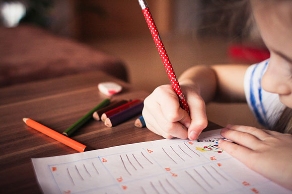 close up of a child drawing