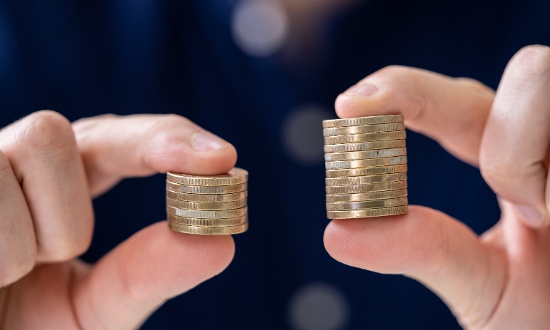 Man holding coins