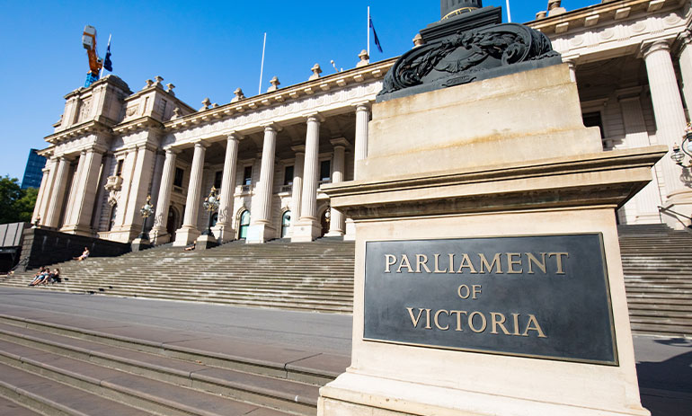 The steps of Parliament House in Victoria.