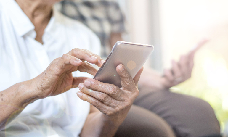 Older person using phone