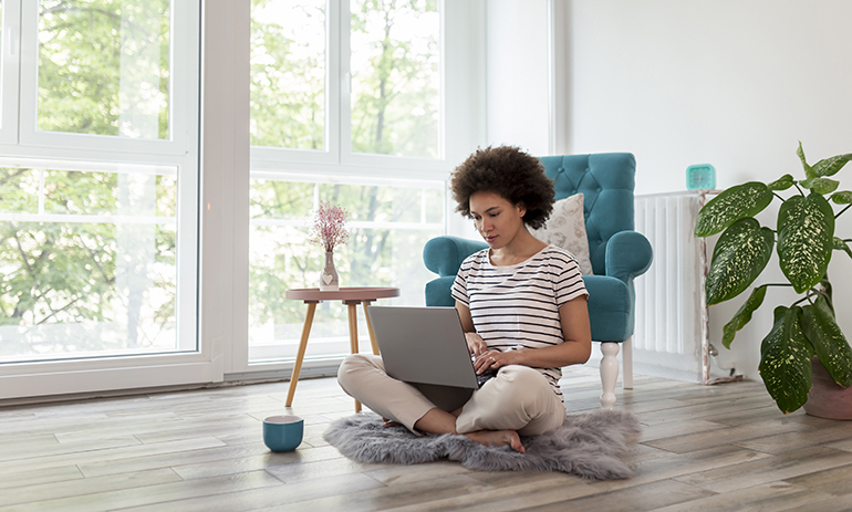 woman working from home