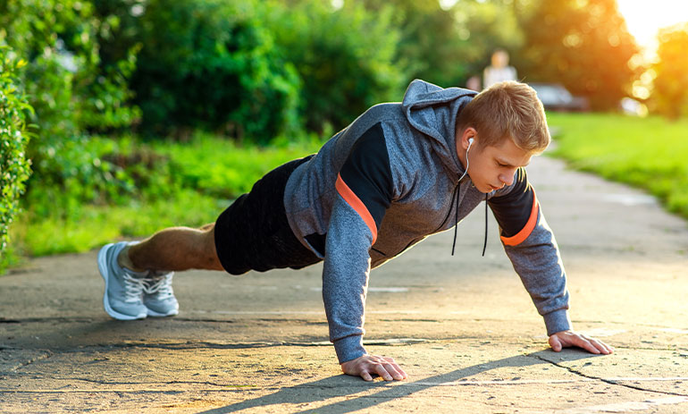 person doing a push up